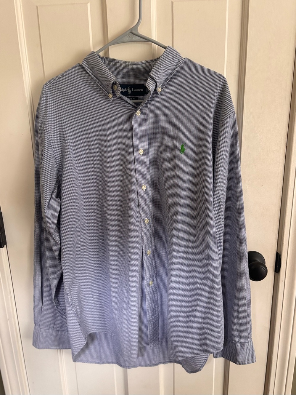 Ralph Lauren Light Blue Micro-Striped Button-Down Shirt Mens Large